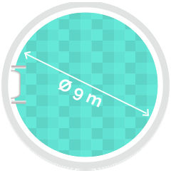 Rundpool Ø 9m, Tiefe 1,5m 