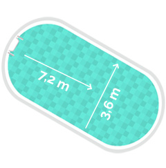 Ovalpool 3,6 x 7,2 m, Tiefe 1,35 m 