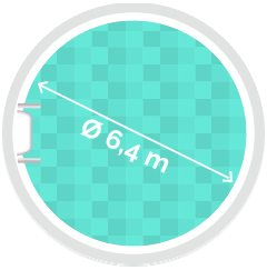 Rundpool Ø 6,4m, Tiefe 1,35m 