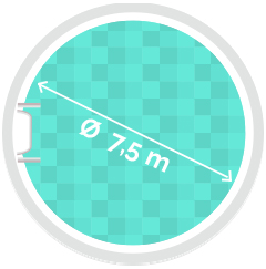 Rundpool Ø 7,5m, Tiefe 1,5m 