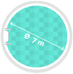 Rundpool Ø 7m, Tiefe 1,5m 