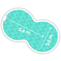 Achtformpool 3,5 x 5,4 m, Tiefe 1,35 m